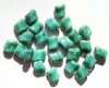 25 11x8mm Twisted Turquoise Marble Lustre Rectangle Glass Beads